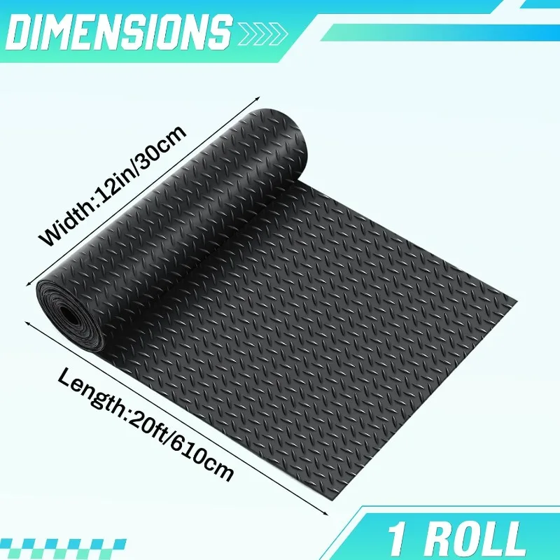 Rubber Floor Roll Mat, Heavy-duty Diamond Plate Garage Floor Mat, Anti Fouling External Parking RV Trailer Floor (Black)