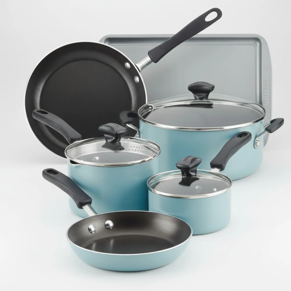 

15-Piece Nonstick Cookware Set with Baking Pan & Tools, Dishwasher Safe, Oven Safe 350°F