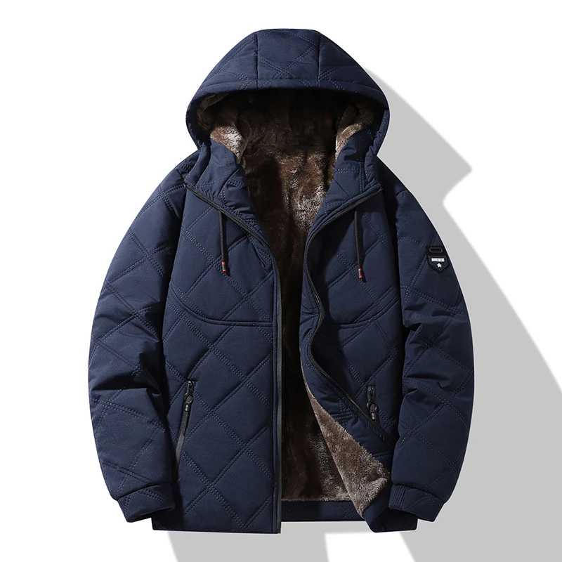 

Men's Warm Quilted Jacket - Hooded, Soft Fleece Lining & Durable, Comfortable for Daily Wear, Outdoor & Winter Casual Style
