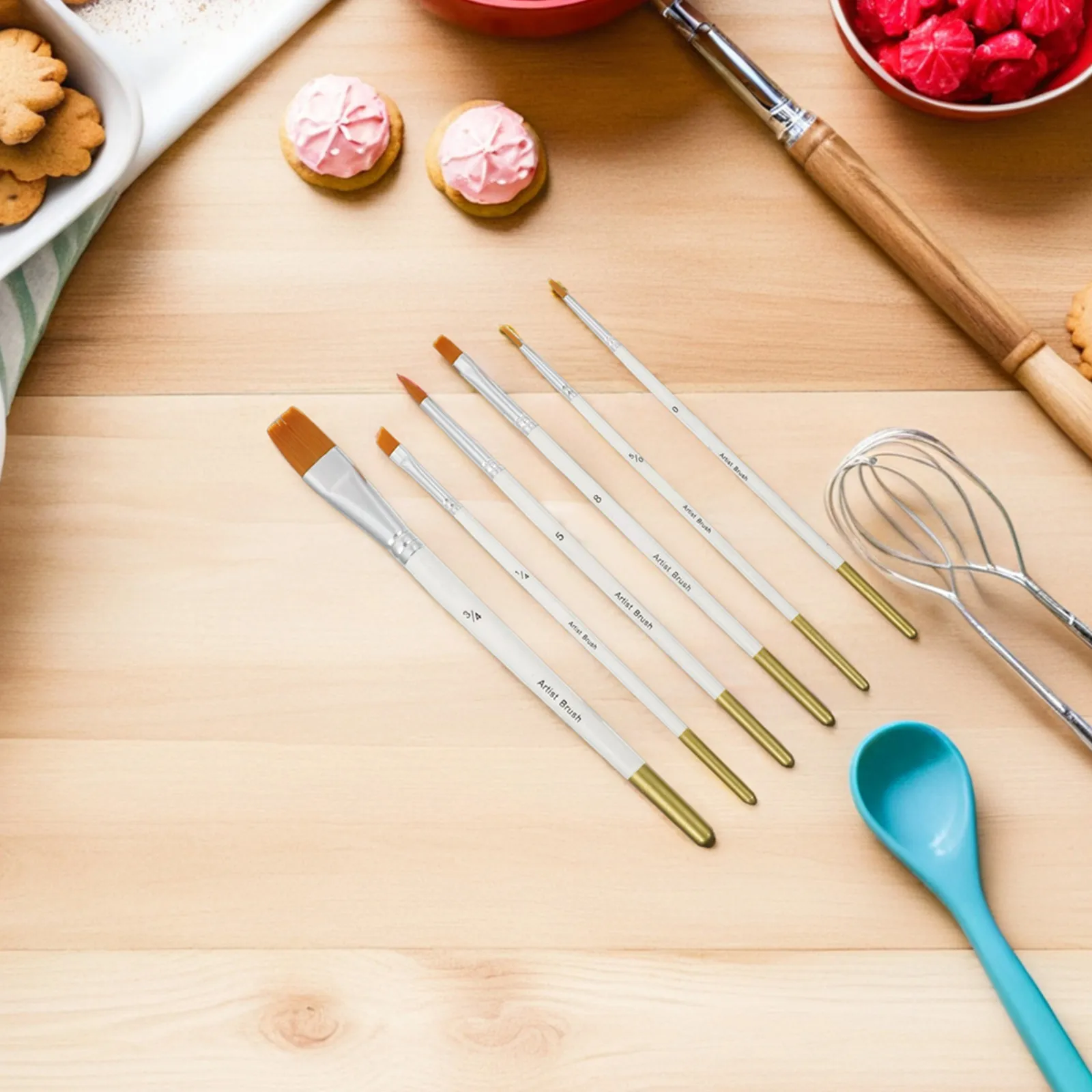 12Pcs Fondant Cake Decorating Brushes Set Food Safe Miniature Detail Paint Brushes Dessert Decoration Tools for Sugar Cookies
