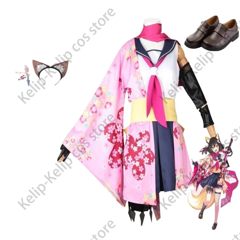 Disfraz de Cosplay de Kuda Izuna para mujer, uniforme japonés Haori JK, falda Sexy y encantadora para Halloween y Carnaval