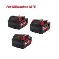 For Milwaukee M18 Power Tool Battery, Charger, BR, XC, 18V,6000mAh/9000mAh/12000mAh  M18B5, 48-11-1860, Built-in 18650 Battery