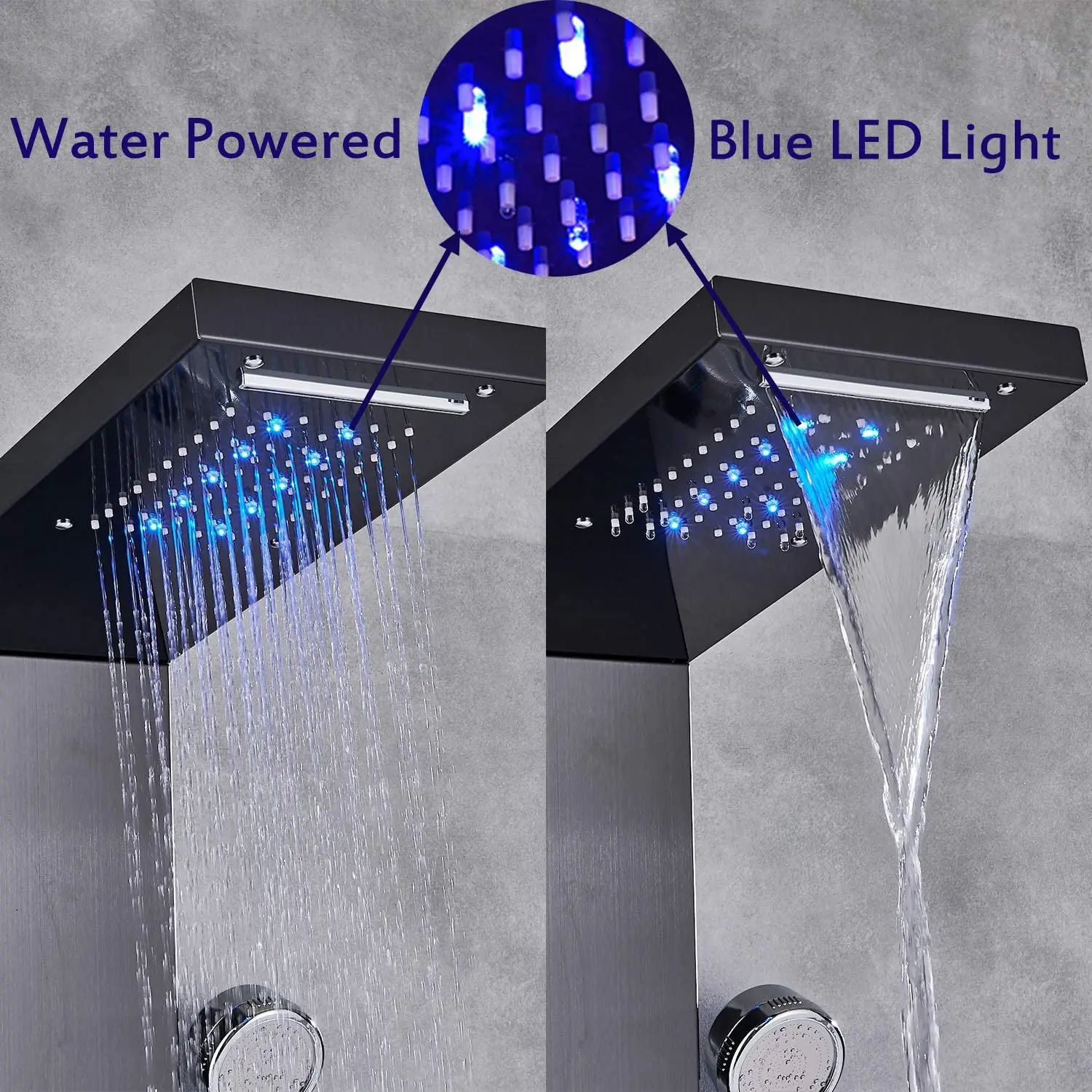 Multi-Function Shower Panel wall mounted 6 Modes Rain Massage Shower System with LED Rainfall Waterfall Bathroom Shower Tap