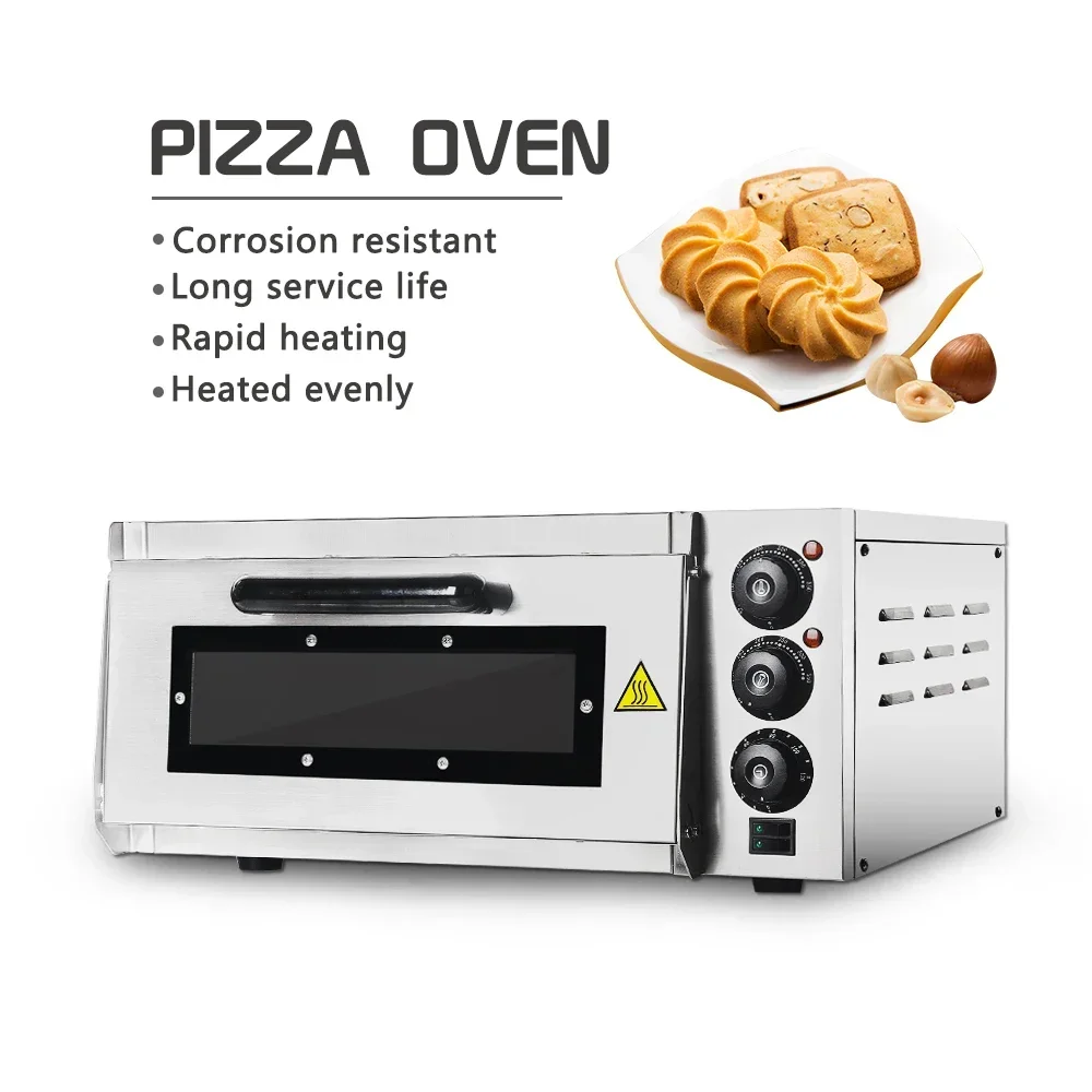 Commercial Single Layer Pizza Oven 2KW Multifunctional Bread Toast Baking Oven with Timer