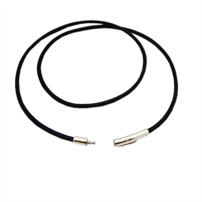 2MM/3MM/4MM/5MM Black Color Leather Chokers Necklaces For Women Men Rope Chain Stainless Steel Magnetic Clasp Jewelry