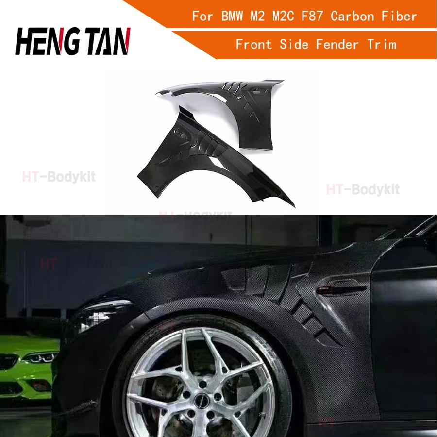 Dry Carbon Fiber For BMW M2 M2C F87 Car Front Bumper Side Fender Air Vent Covers Trims Parts Upgrade Body kit Car Accessories