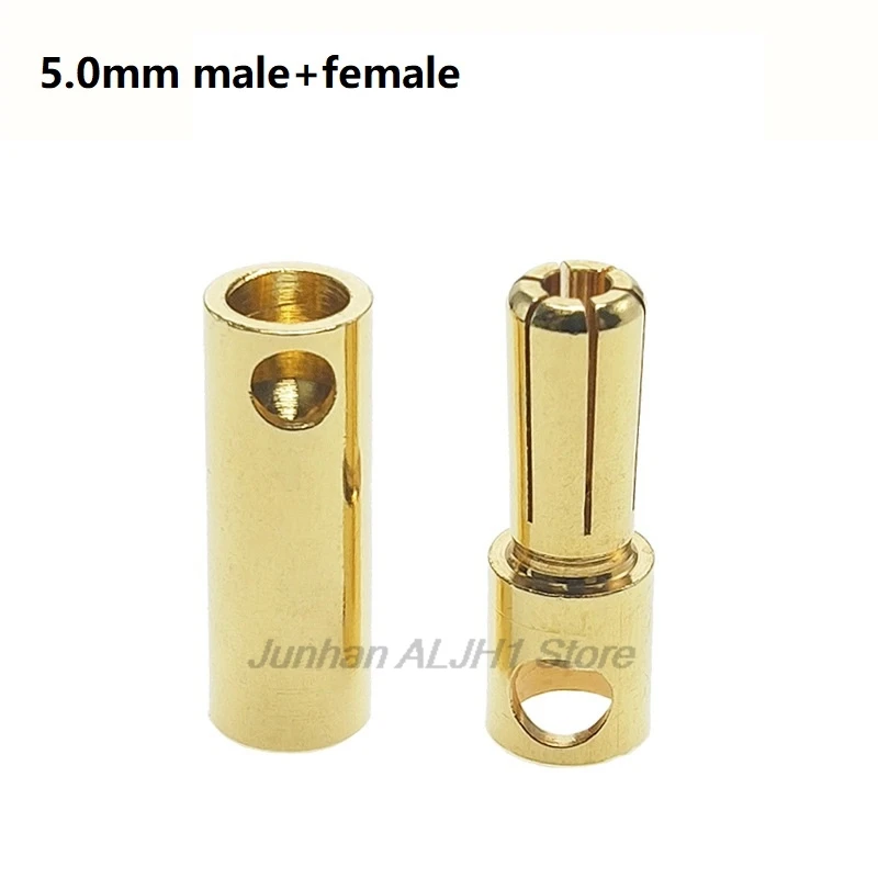 2/5/10pairs 4mm 5mm Banana Plug Gold-Plated Bullet Male Female Banana Connector Motor Battery Plugs for RC Battery Parts F1