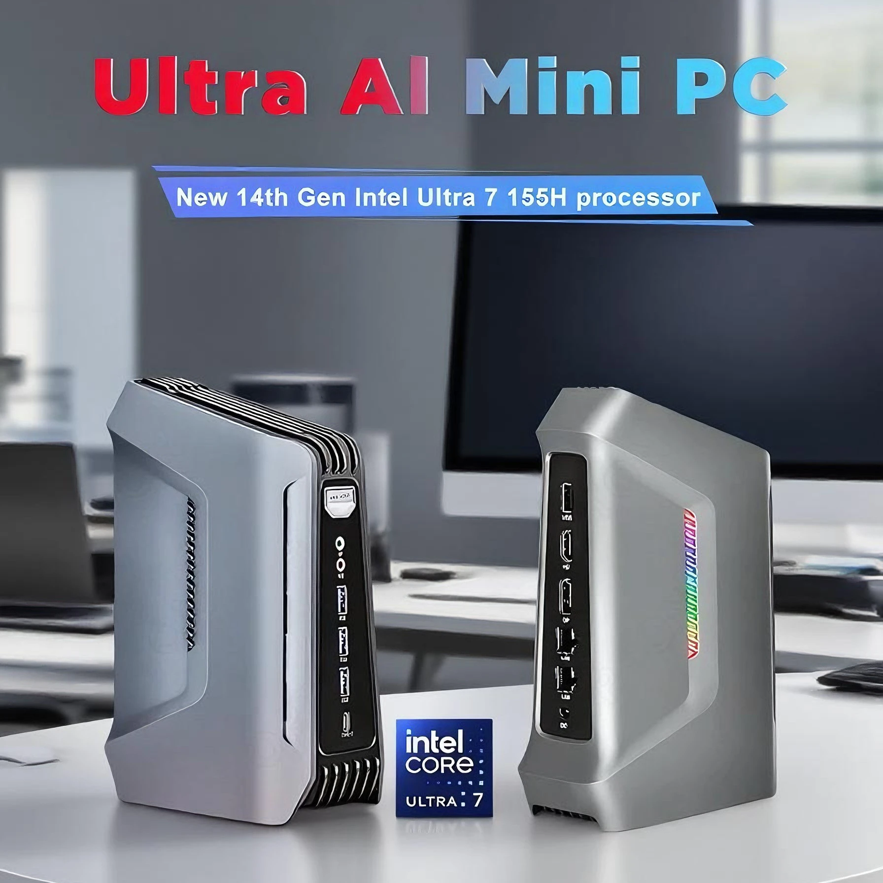 Stacja robocza AI Mini PC Ultra 9 285H (do 5,4 GHz) 7 255H Mini komputer do gier 2xDDR5 2xPCIe Sloty Thunderbolt 4/HDMI/DP Wyświetlacz