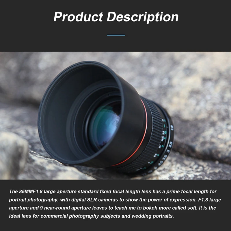 85Mm F1.8 Camera Lens For Canon F1.8 Large Aperture Fixed Focus Portrait Macro Pure Manual Focus SLR Camera Lens