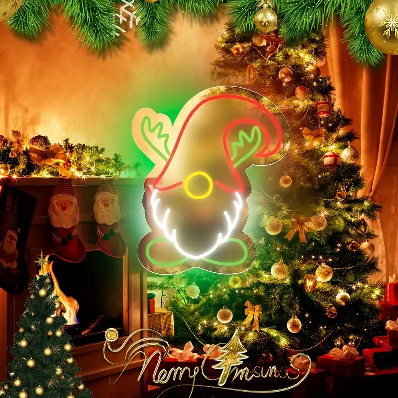 クリスマスゴブリンledネオンサイン-壁飾り-調節可能-ドワーフ-マルチカラー-5-12v-usb-調光機能付き-お祝い-パーティー-バー-キッチン用