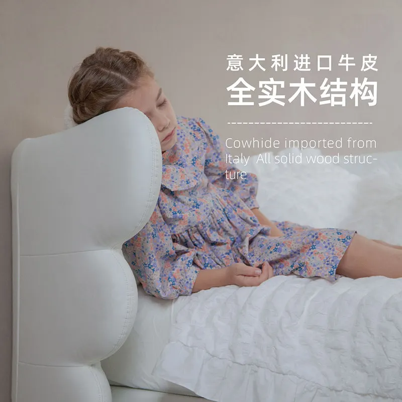 Cream Wind Solid Wood Children's Bed Girl Princess Bed French Light Luxury Leather Art Bed 1.2m 1.5m