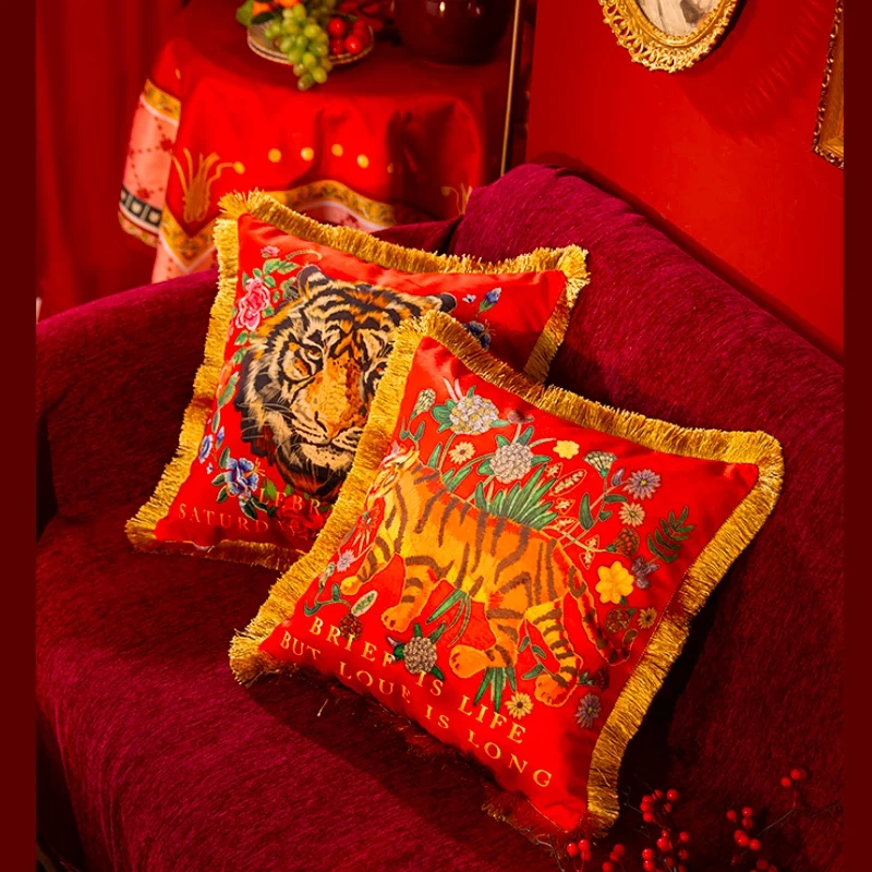 DUNXDECO Animal Flora Print Tiger Velvet Cushion Cover Decorative Pillow Case Jungle Style Art House Room Sofa Chair Coussin