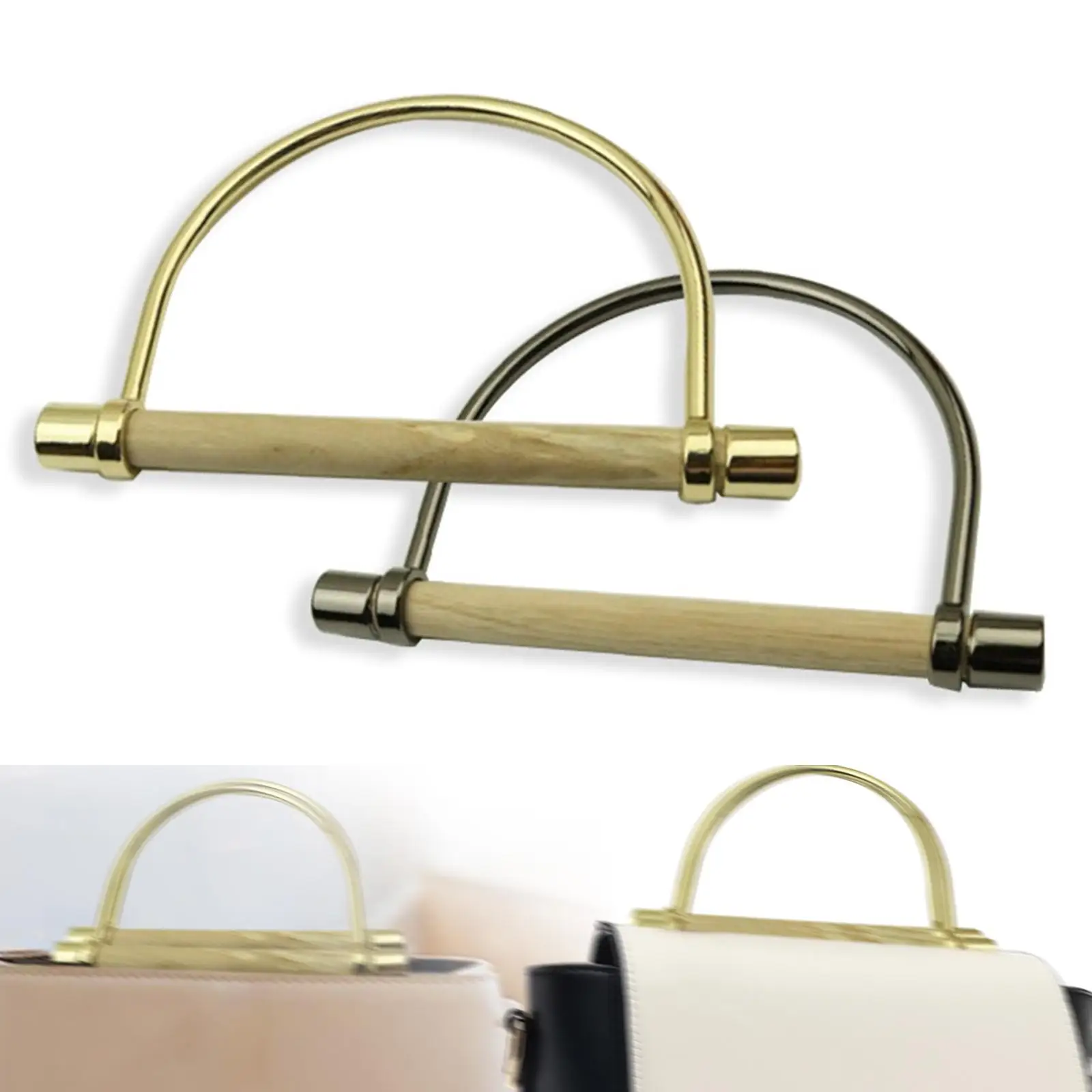 Purse Handles Frame Alloy DIY Craft Stylish Handbag Handle Replacement for Short Bag Purse Braid Hand Bag Tone Bag Clutch Bag