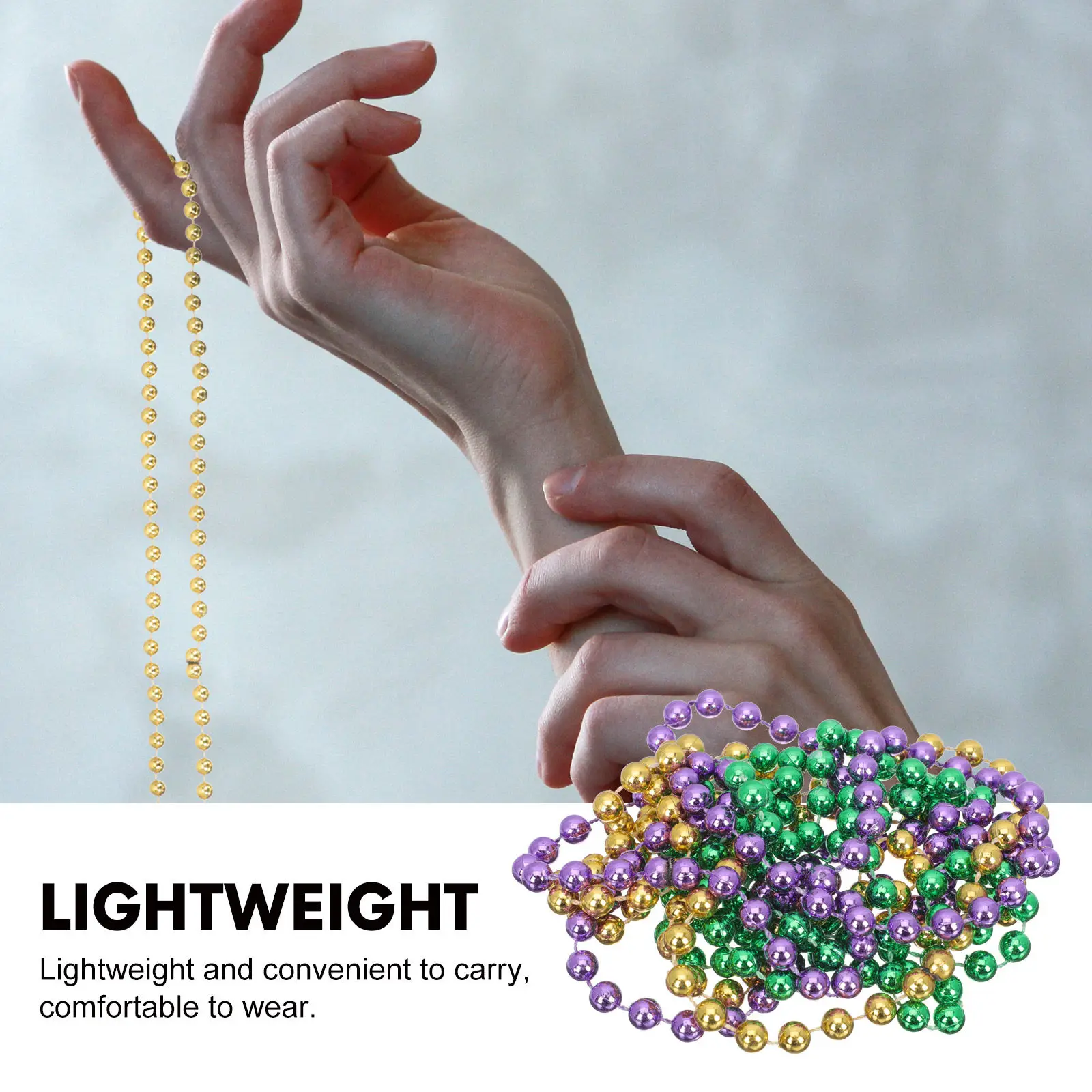 

Набор из 12 легких декоративных ожерелий с бусинами для праздника Марди Гра, аксессуары для вечеринок и праздников Марди Гра