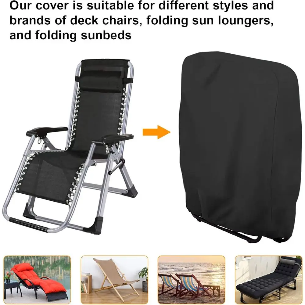 All-Weather Outdoor Patio Chair Covers, 2-Pack Zero Gravity Chair Protectors, Dustproof and Waterproof, Fits 28x13x43, Black