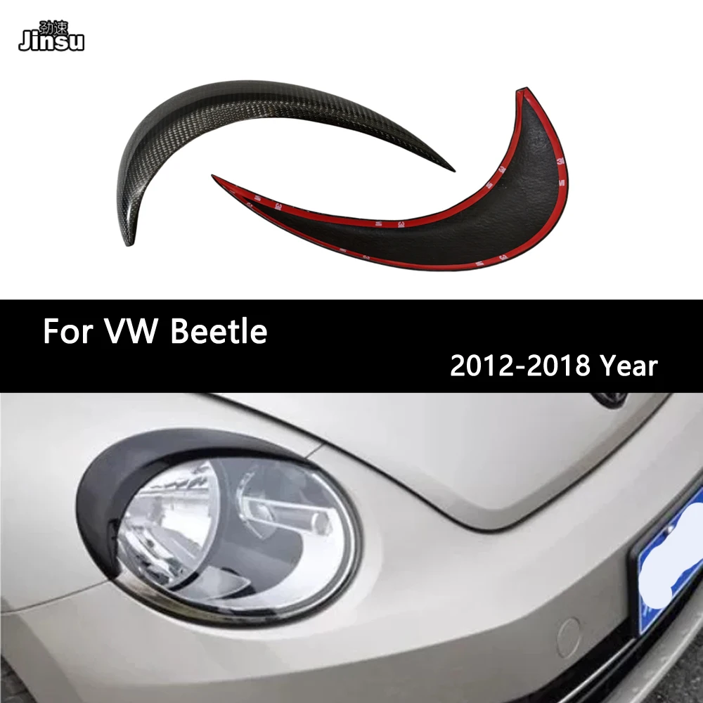 Sport Style Carbon Fiber Headlight Covers Eyebrows For VW Beetle 2012 - 2018 Car Front Light Lamp Eyelids Decorative Stickers