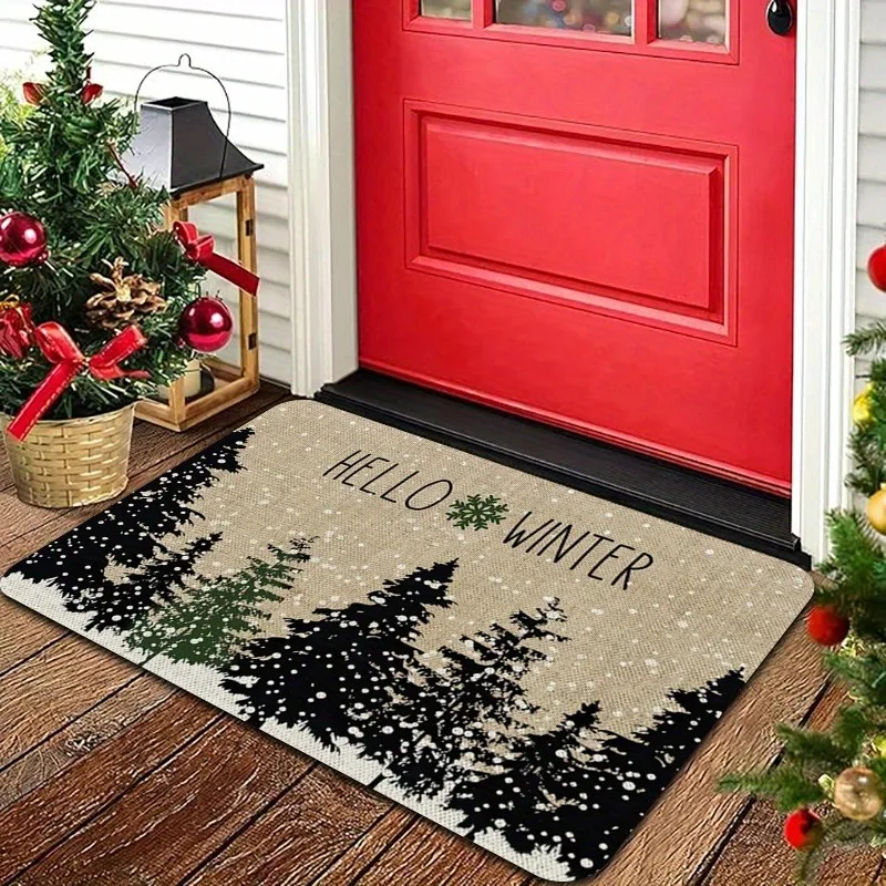 Christmas tree welcome door mat soft and comfortable bathroom kitchen room floor mat absorbent non-slip home decoration