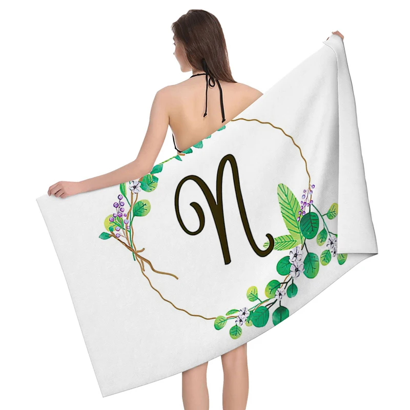 Home bath towels for the body towels bathroom letters and flower quick drying microfiber beach towel man and women large sports