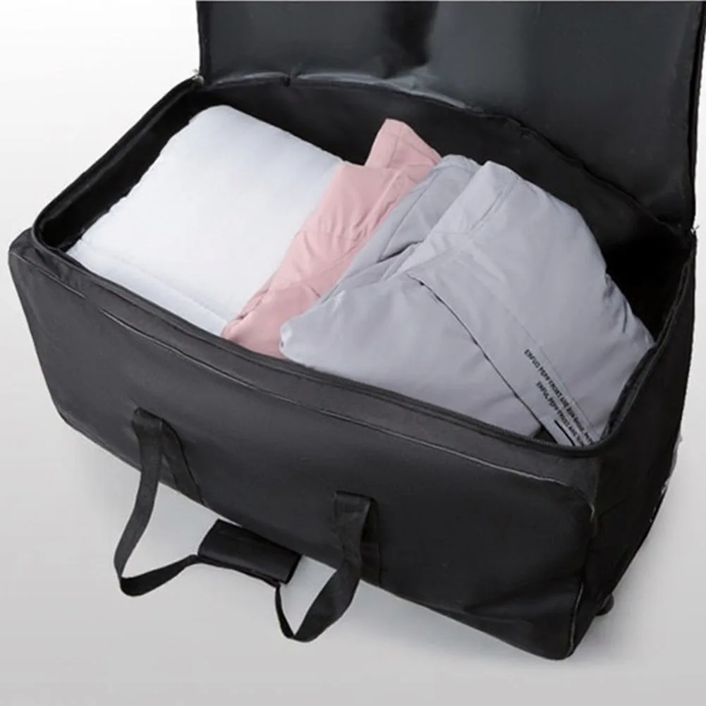For College Dorm Moves Foldable Luggage Bag Rolling Duffle Bag For Moving House Black Extra Large Travel Bag Travel