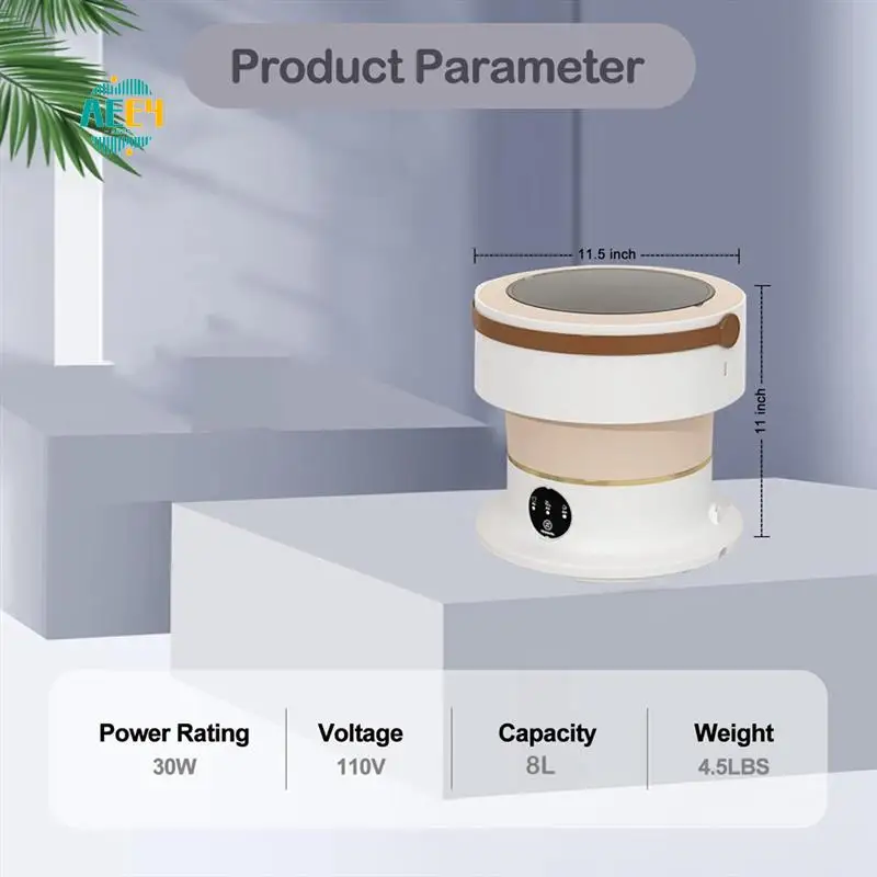

AEE4-Mini Washing Machine 8L Foldable Washing Machine And Dryer Washer Suitable For Apartments, Dormitories, Hotel