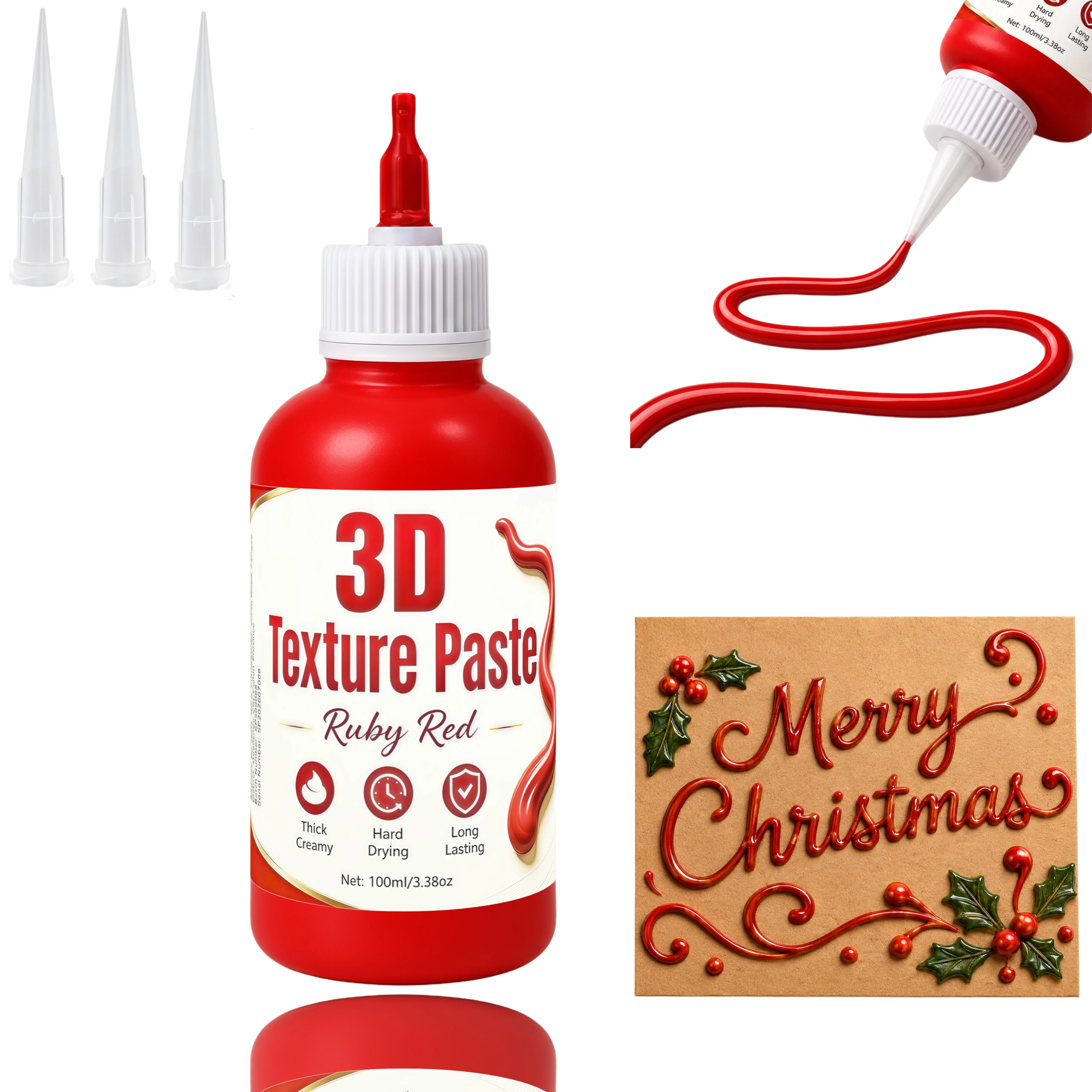 Artistic Acrylic Squeeze Texture Paste for 3D Lines. Ready-to-use, ultra-fine tip for precise painting, easy DIY art supply for