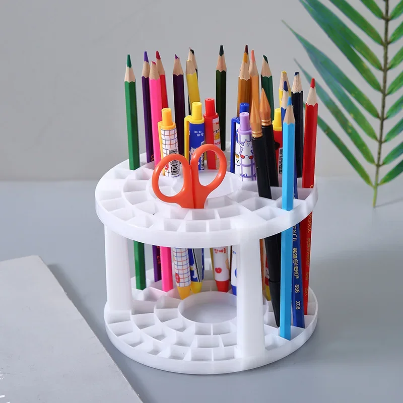 Creative Multi-hole Position Convenient Storage Pen Holder Makeup Brush Small Shelf Round Square Storage Desk Accessories