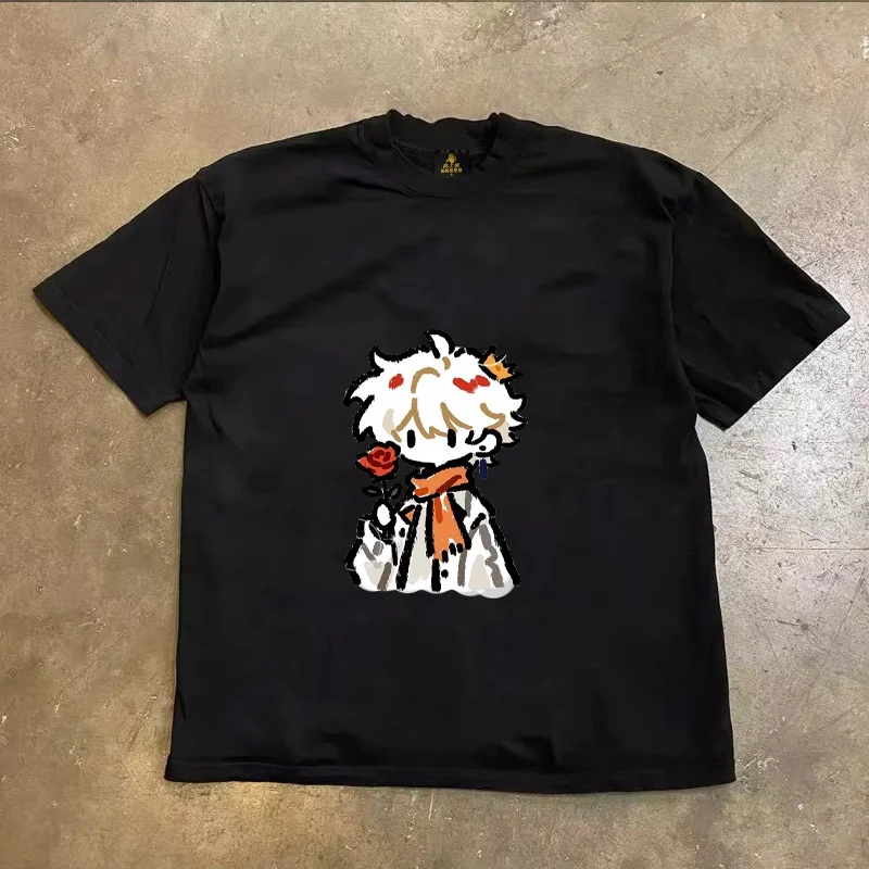 Loose Fit Cotton T-Shirt Unisex Short Sleeve Double Thread UPUPXIA Hero Print Sweat Absorbent round Neck Casual Summer Top
