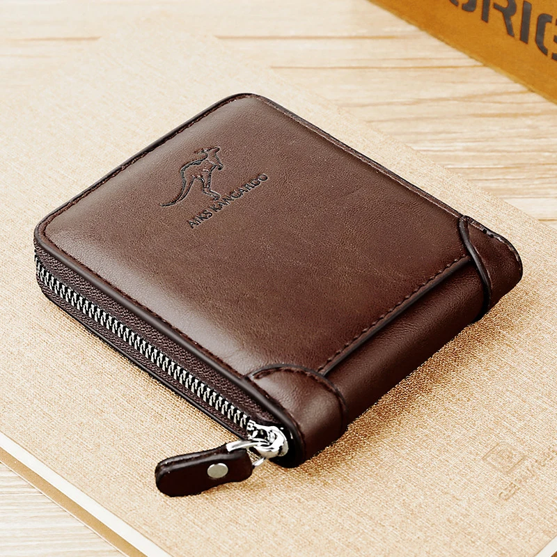 PU Leather Wallet for Men Luxury Men's Purse Male Zipper Card Holders with Coin Pocket Rfid Wallets Gifts for Man Money Bag