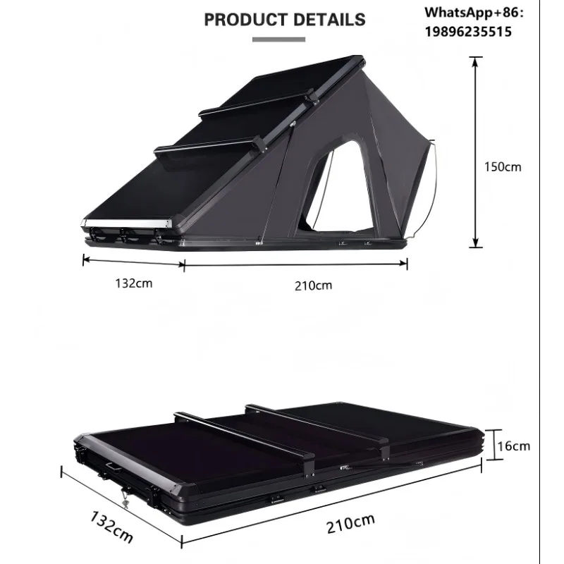 Wholesale Overland 4WD Touring Waterproof 4 People SUV Aluminium Alloy Rooftop Tent Triangle Hard Shell Top Roof Tent