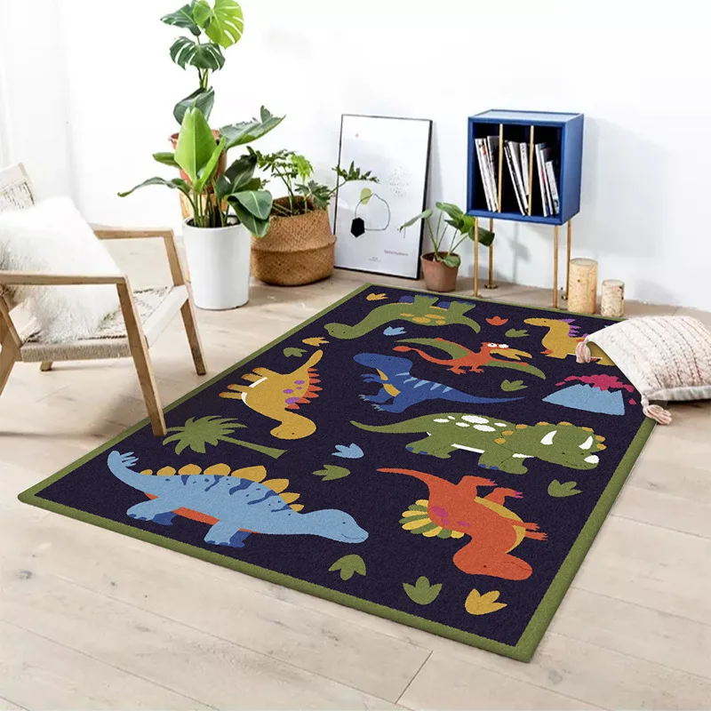 

Fashion Cartoon Cute Dark Blue Forest Small Dinosaur Children's Room Bedroom Living Room Bedside Carpet Doormat Anime Rug