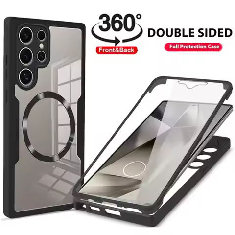 360° Fully Protected Double-sided Magnetic Case For Samsung S25 Ultra S22 S23 S21 S24 Plus For Magsafe Wireless Charging Cover