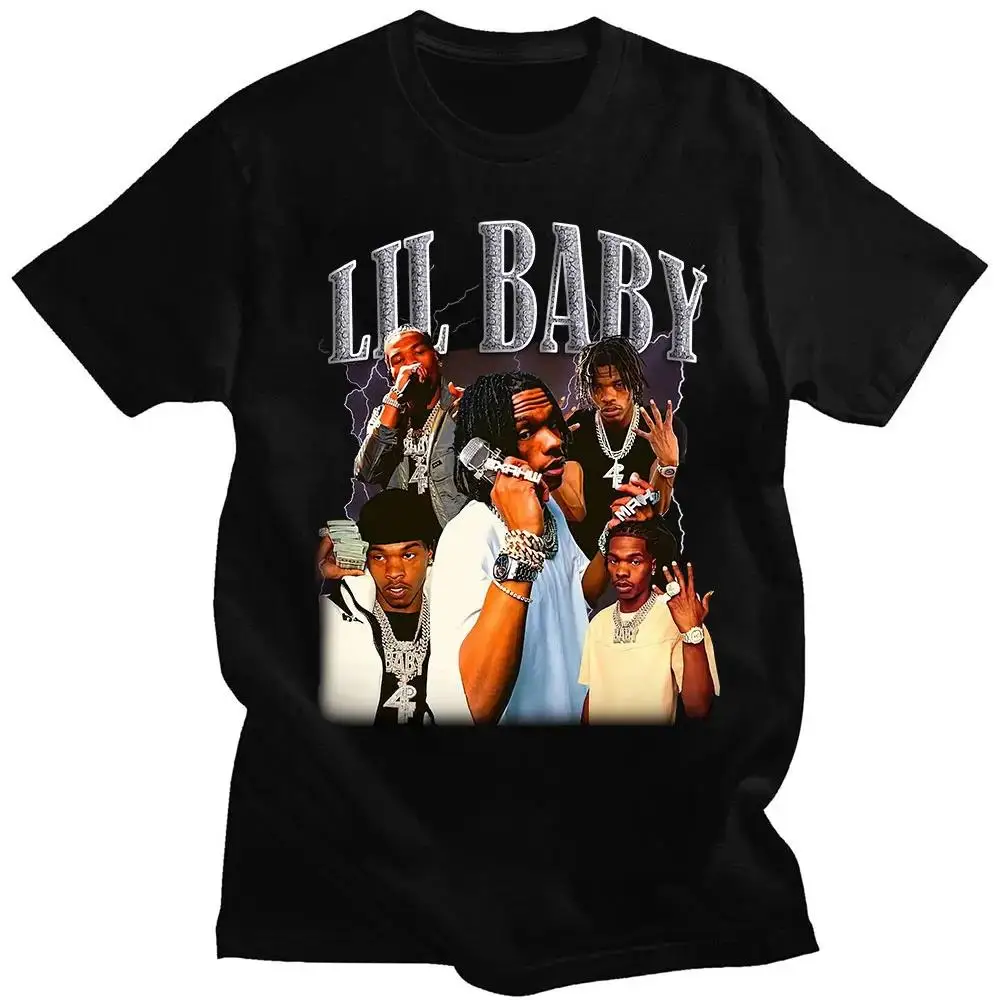 Hip Hop Rapper Lil Baby Graphic Print T Shirt Fashion Casual Crew Neck Short Sleeve Plus Size T Shirt Women