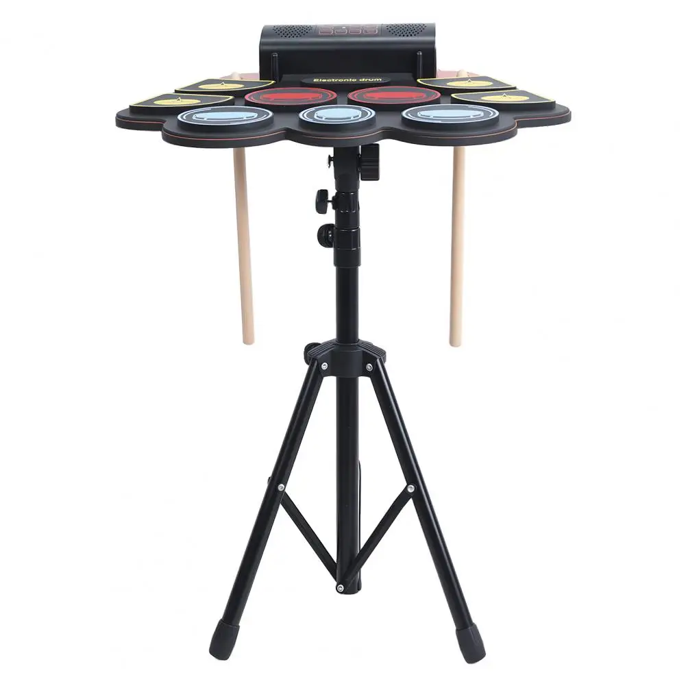 

(9 Pads) Electric Drum Set, Kids Adults Electronic Drum, Colorful Roll Up Electric Drum Kit with 2 Drumstick, Built-in Double Sp