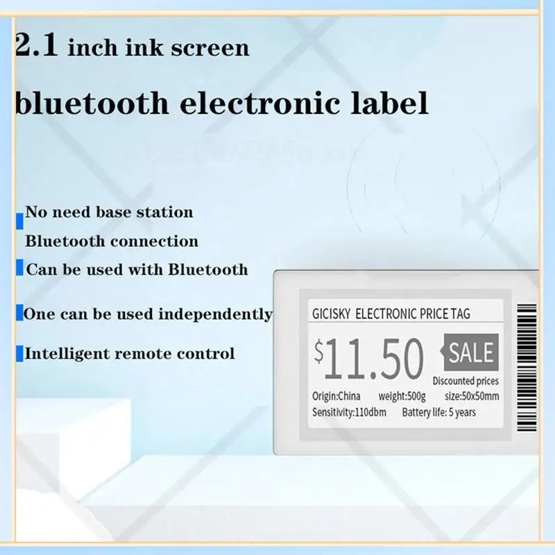 

-SPOR 2.1 Inch Electronic Price Tag ESL TFT Screen Display No Messy Writing Bluetooth Connect Management For Android APP 8Pcs