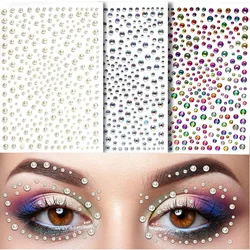 3Pcs Face Rhinestone Sticker Hair Diamond Sticker Jewelry Pearl Gems Crystal Stickers Face Eyes Masquerade Hair Body Stickers