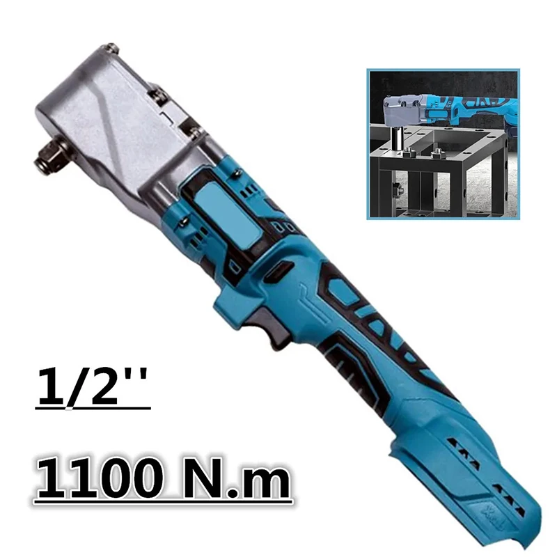 Cordless Brushless Ratchet Wrench 1100N.m 1/2 Inch Square Drive  2 Gears Speed Electric Screwdriver for Makita 18V Battery