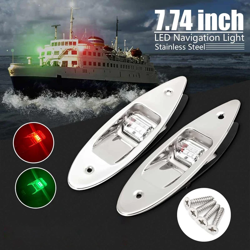 2Pcs Boat Light LED 12V Navigation Light Waterproof Red Green Marine Light Yacht Sailing Signal Lamp