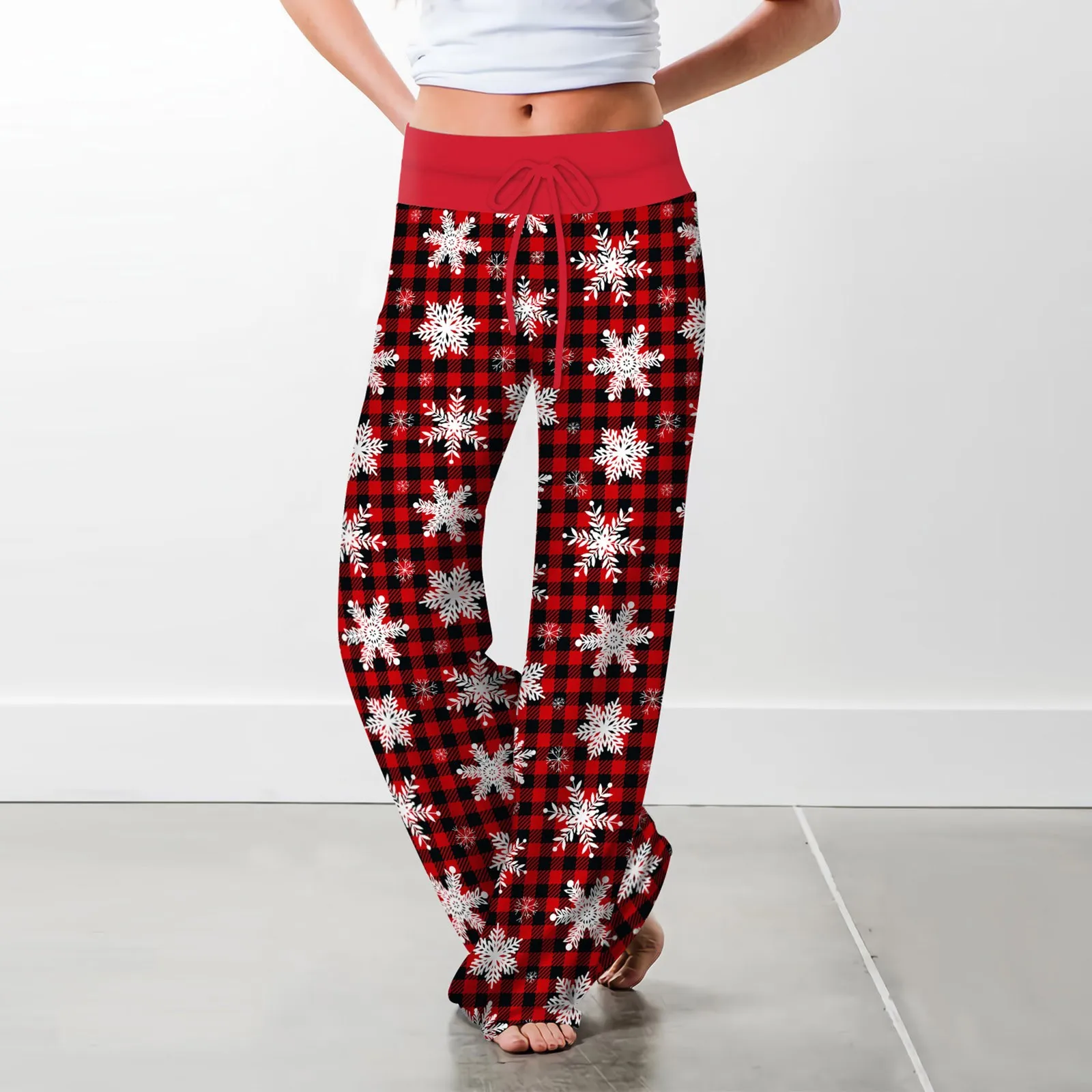 Christmas Snow Ladies Pajama Pants Women Pyjama Trousers Xmas Sleep Bottoms Lounge Wear New Year Party Night Wear Female