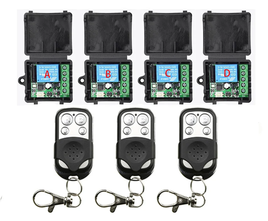 Interruttore di telecomando universale senza fili DC 12V 1CH 10A Modulo ricevitore relè Trasmettitore RF 433Mhz Telecomandi per casa intelligente