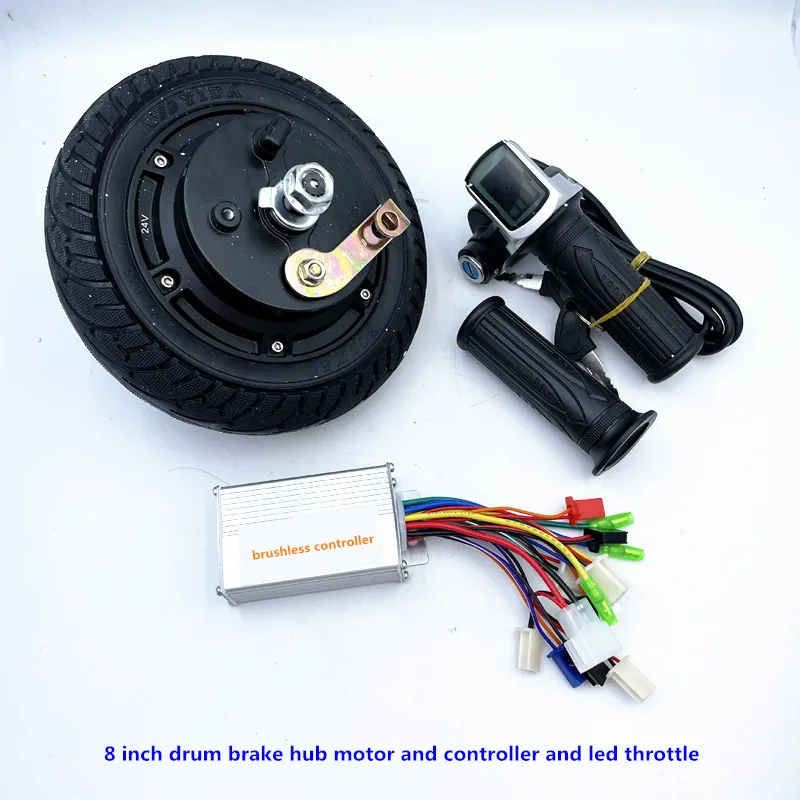 8 Inch drum brake brushless hub motor and brushless controller and Led throttle phub-8mct