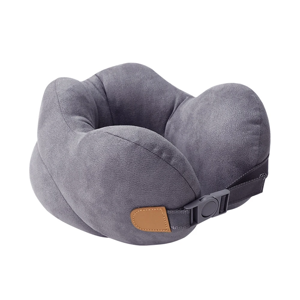 U-shaped Neck Pillow Travel Flight Sleeping 360°’Head Neck Support  Portable Adjustable Soft Noon Break Airplane Sleep Pillows