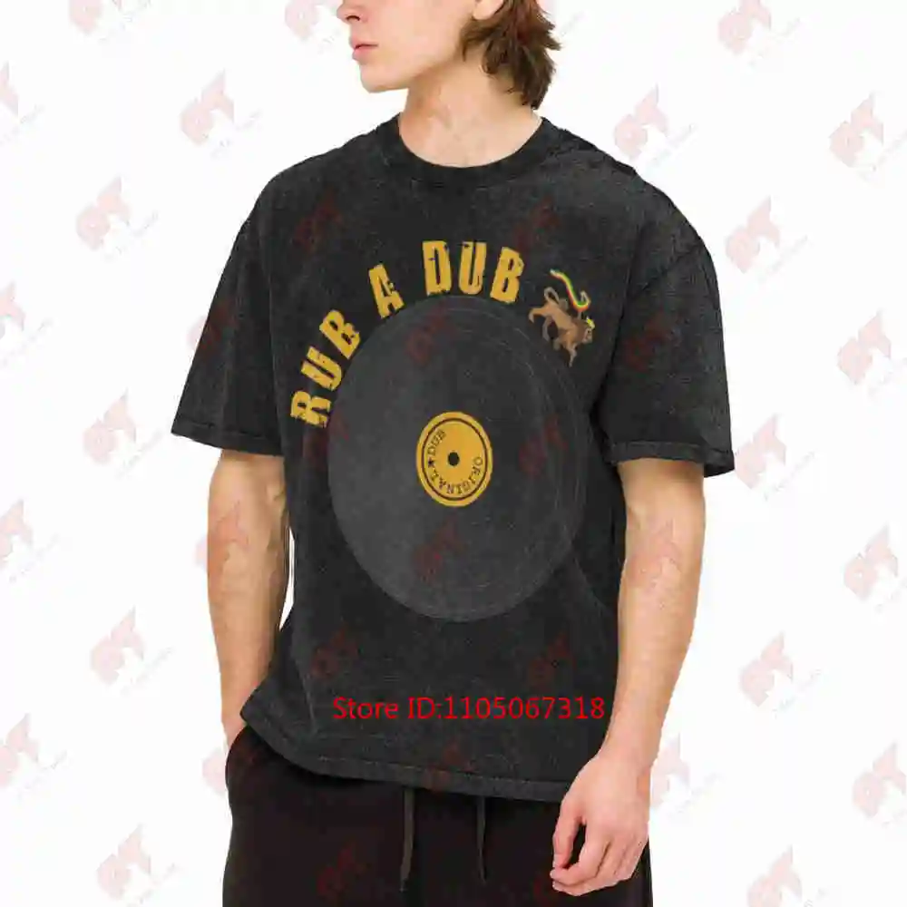 Rub A Dub Reggae Record Jamaican Sound System Vintage Washed Tee Pure Cotton T-Shirt
