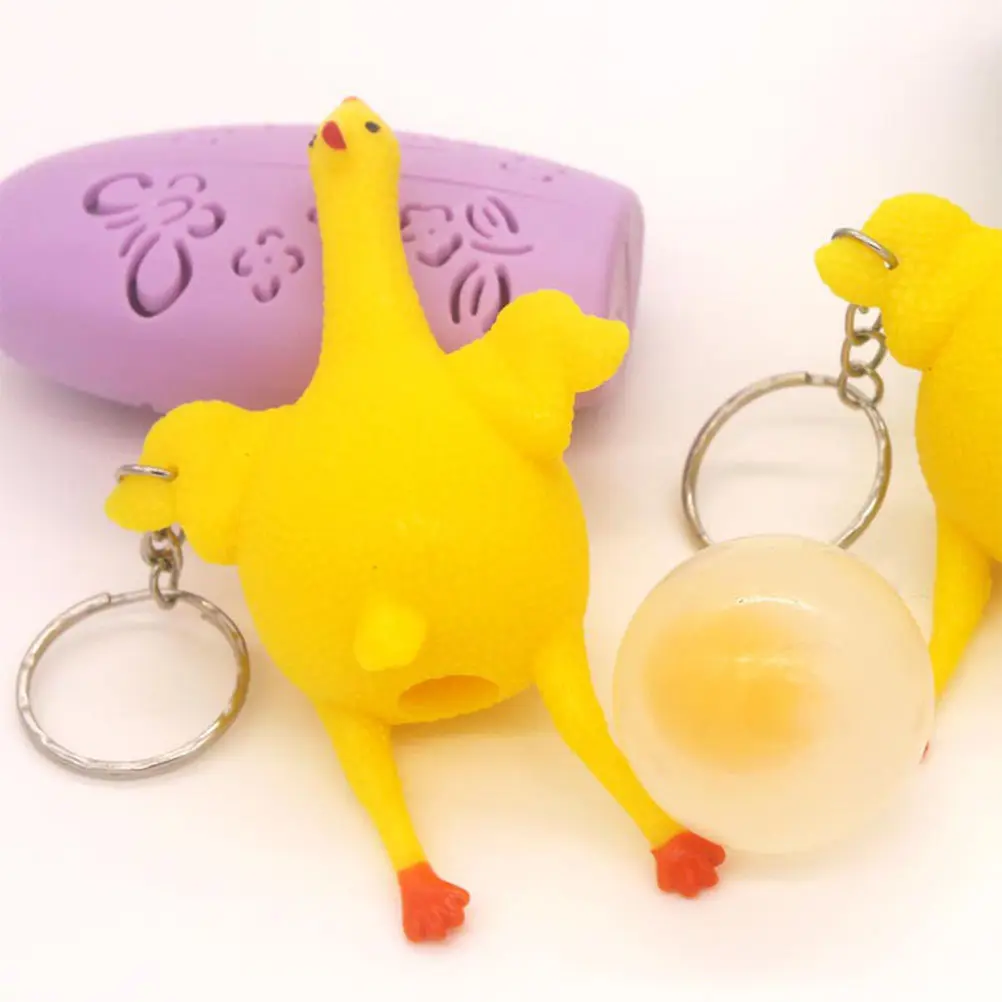 6Pcs Yellow Chicken Keychains Funny Creative Stylish Key Ring Key Holder Decoration Small Gift Yellow Chicken Shaped Keychains