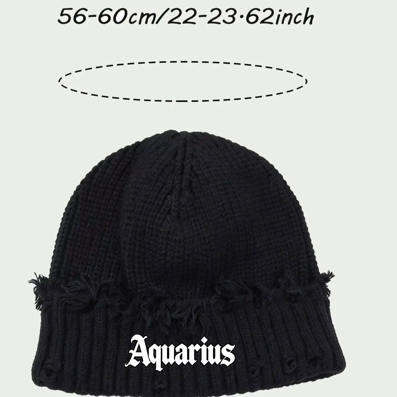 1pc 12 Zodiac Sign Print Street Distressed Knit Beanie Hat, Warm Outdoor Fashion Couple/Student Knitted Cap, Suitable For Daily