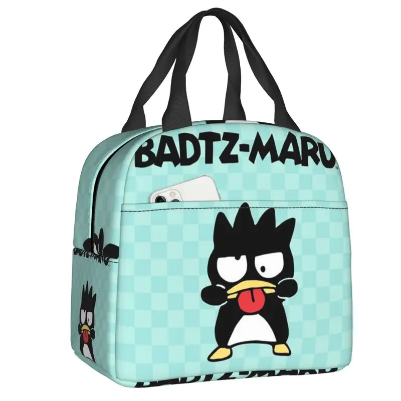 

Custom Bad Badtz Maru Kawaii Cartoon Resuable Lunch Box for Women Thermal Cooler Food Insulated Lunch Bag Kids School Children