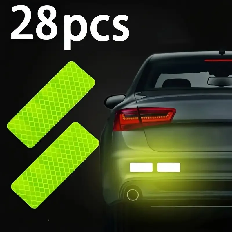 28 Reflective Safety Stickers/Waterproof Suitable for Cars Trucks Bicycles Motorcycles Road Safety Equipment Luminous Stickers
