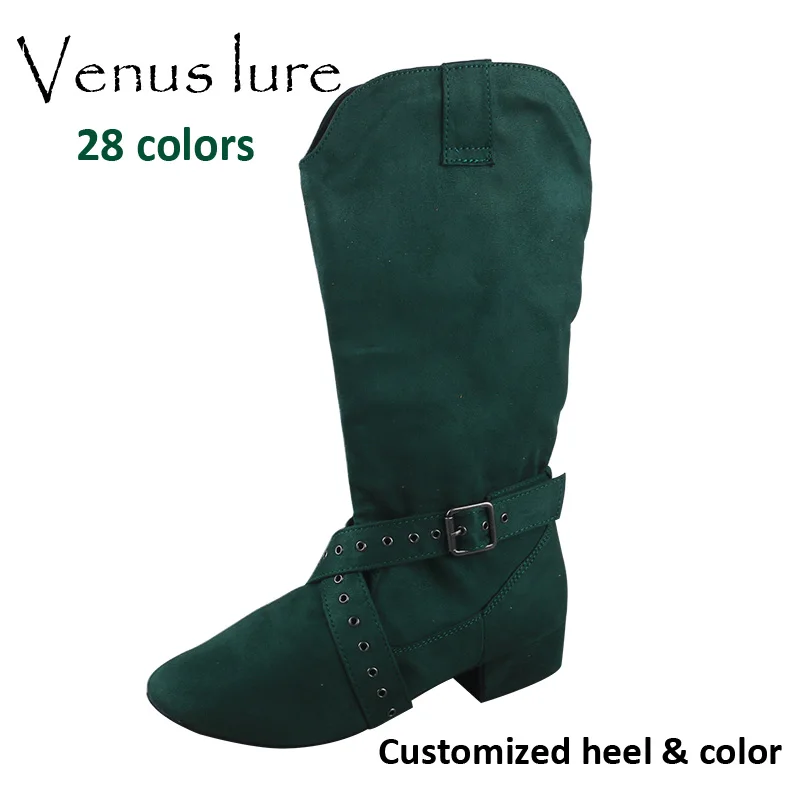 

Venus lure Customized 3CM Heel Suede Sole Line Dancing Boots Emerald Green Women Winter Dance Boot Mid-calf