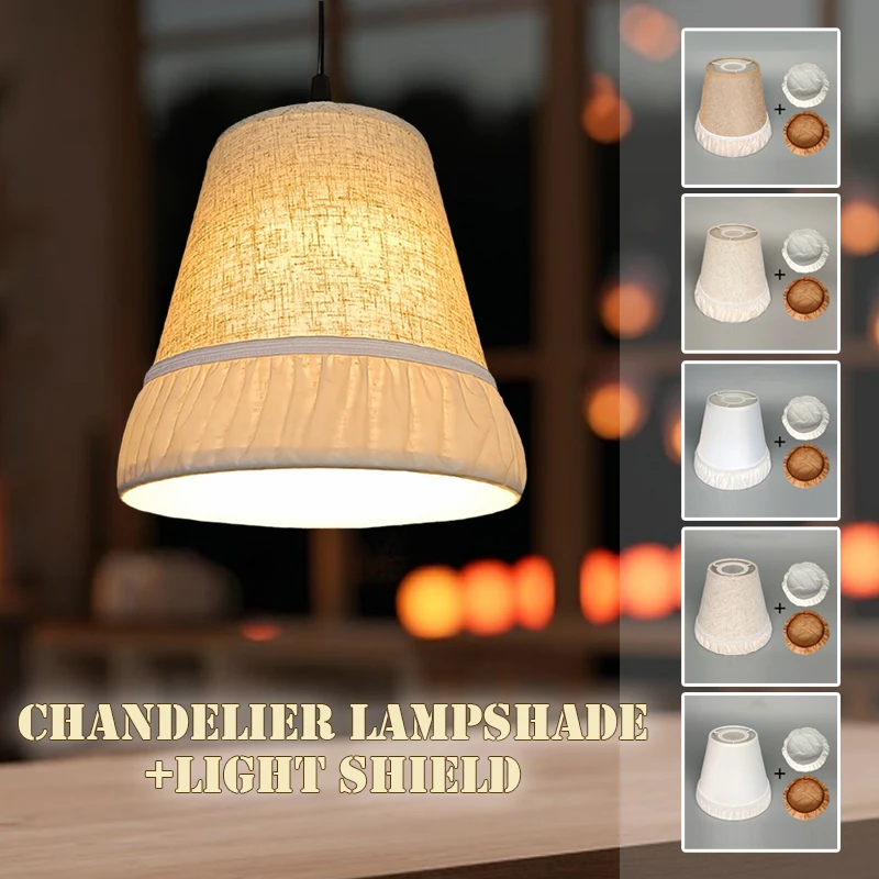 

Nordic Style Fabric Chandelier Lamp Shade E27 Lampshade Ceiling Lamp Cover Shade + Lens Hood Pendant Light Cover Replacement