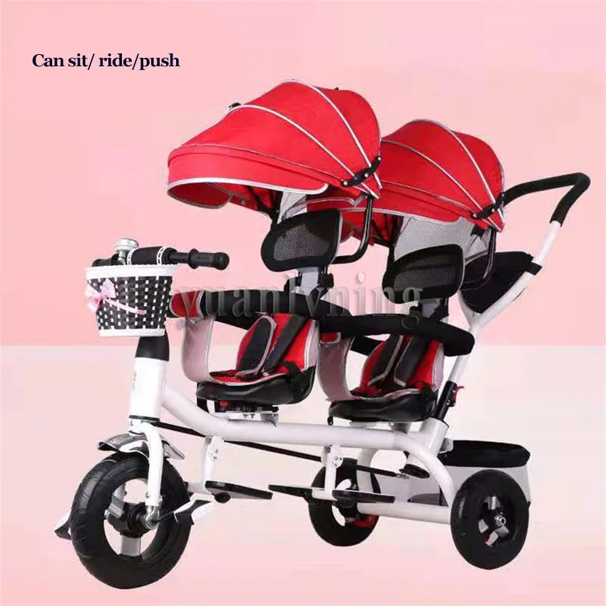 Multifunction Children's Tricycle Twin Trolley Twins Baby Trike Stroller 3 Wheel Bicycle Kids Tricycle Stroller Carrinho De Bebe