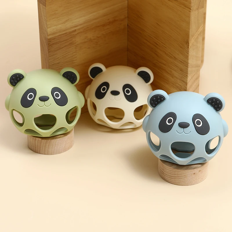 Silicone brinquedos do bebê bonito panda oco design infantil handheld mordedor luvas para meninos e meninas presentes infantil dentição brinquedo bpa-livre
